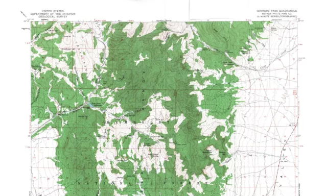 Connors Pass Quadrangle Nevada 1959 Topo Map Vintage USGS 15 Minute Topographic