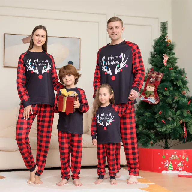 Family Matching Adult Kids Christmas Pyjamas Xmas Nightwear Pajamas Pjs Set UK