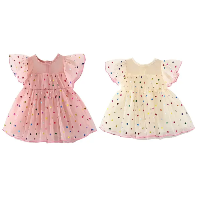 Baby Girls Dress Polka Dots Print Mesh Tutu Birthday Princess Party Summer Dress