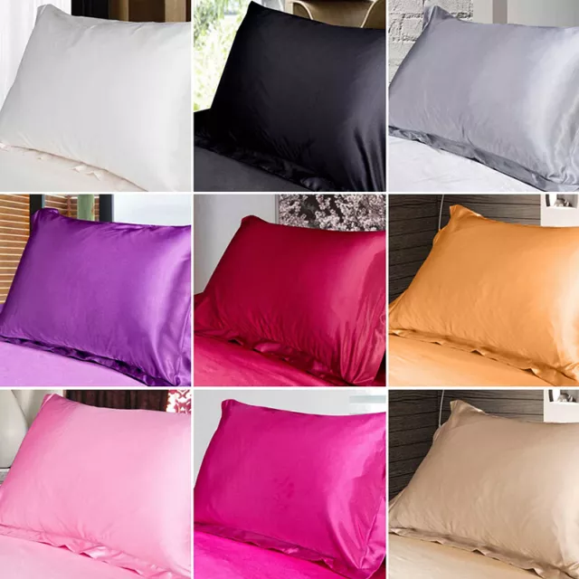 Soft Smooth Emulation Ice Silk Satin Pillowcase Pillow Case Cover Home Decor