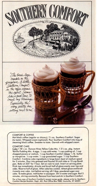 Southern Comfort Recipe Cake Coffee Partial Page Vintage Print Ad 8x11" 1986