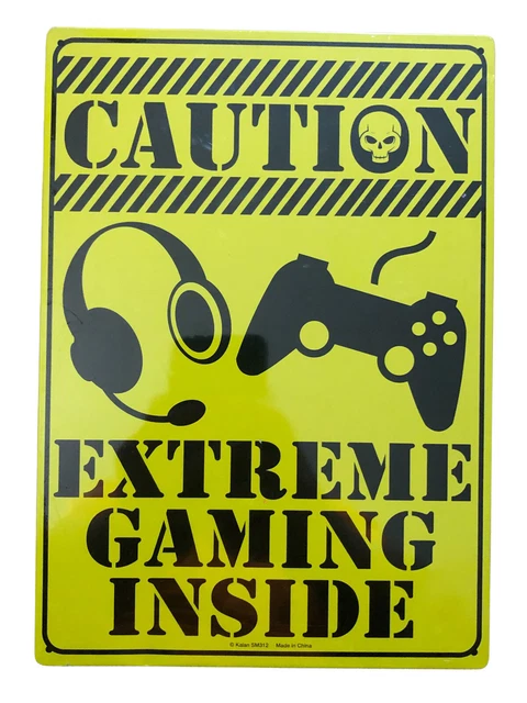11 5/8” x 8 1/4” “Caution Extreme Gaming Inside” Metal Sign Gameroom Mancave New