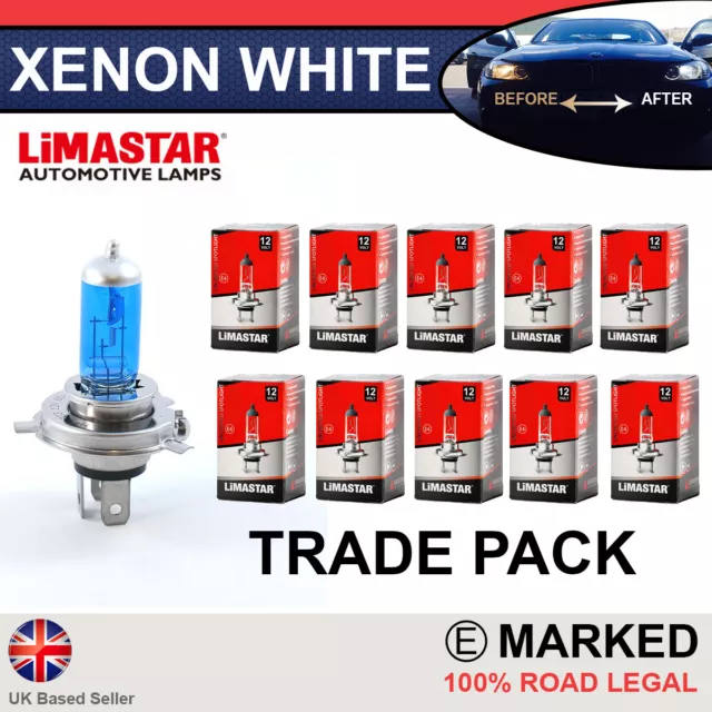 10 x H4 60/55w Limastar Xenon HID superweißer Effekt Scheinwerfer Lampen Glühbirnen