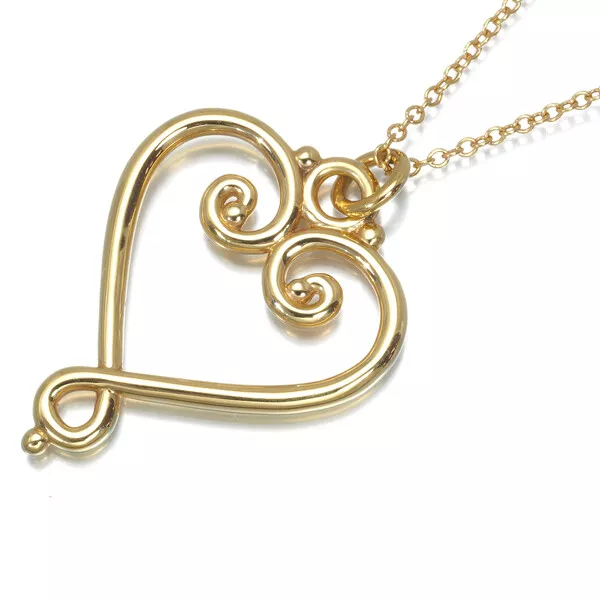 Auth Tiffany & Co Necklace Venezia Goldoni Heart 18K 750 Yellow Gold