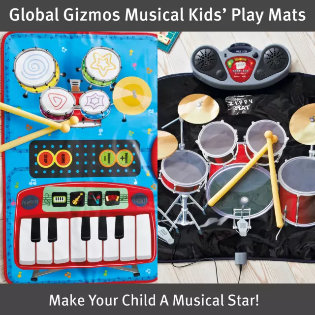 Global Gizmos Musical Childrens' Play Mats / 2 Styles / Keyboard & Drum Sets