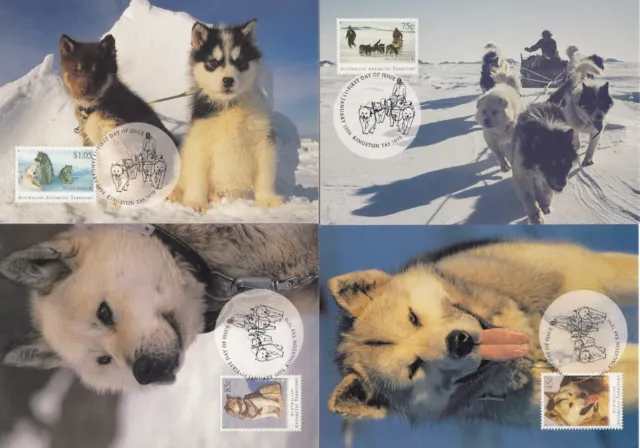 AAT Australian Antarctic Territory 19974 Huskies Dogs Maxi Card Set of 4