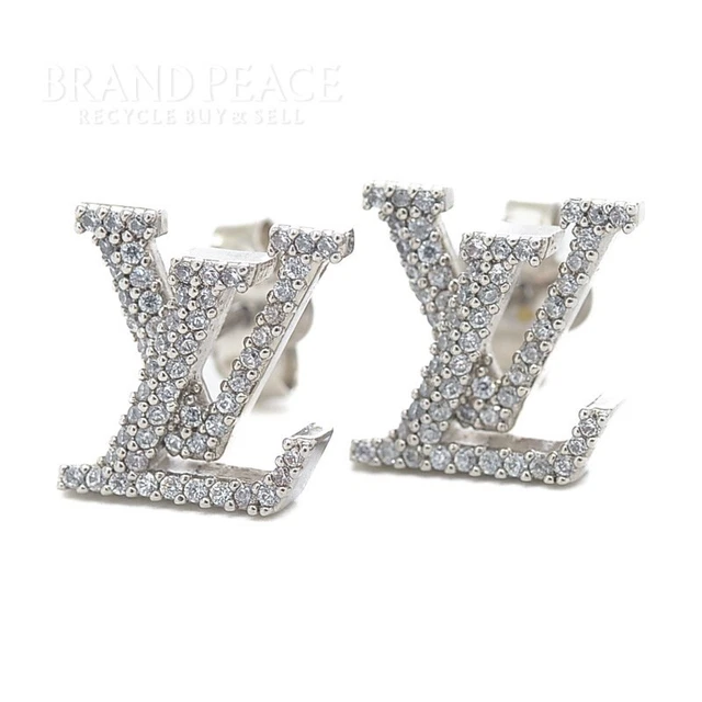 Louis Vuitton Silvertone Strass Essential V Stud Earrings