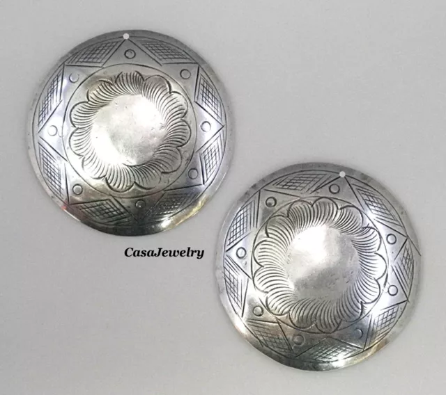 #4197WH ANTIQUED STERLING S/P DOMED HILL TRIBE COMPONENT W/TOP HOLE - 4 Pc Lot