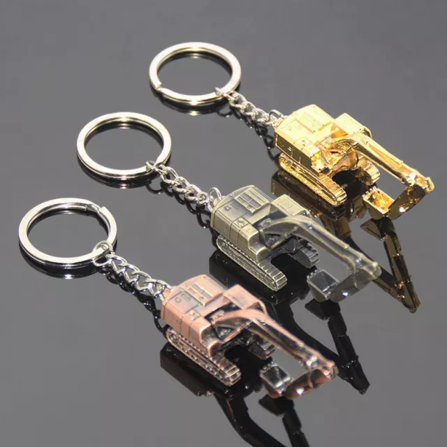Alloy 3D Three-dimensional Excavator Keychain Pendant Car Accessory Gift‘