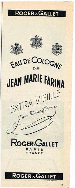 Publicité Vintage 1966 - Eau De Cologne Jean Marie Farina Roger & Gallet
