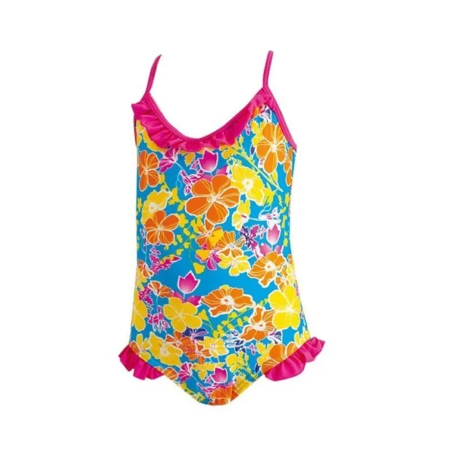 New Zoggs Girls Age 3-4 Years Swimming Costume One Piece Swimsuit Frilly Neck