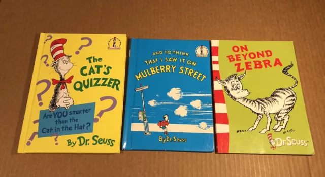 Dr. Seuss Book Lot The Cat's Quizzer Mulberry Street On Beyond Zebra - Hardcover