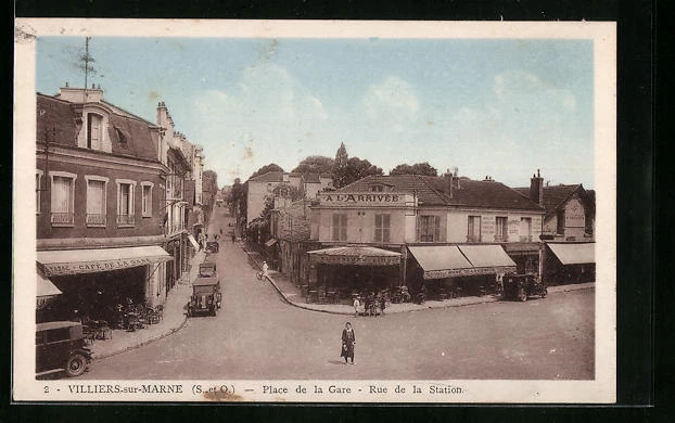 CPA Villiers-sur-Marne, Place de la Gare - Rue de la Station