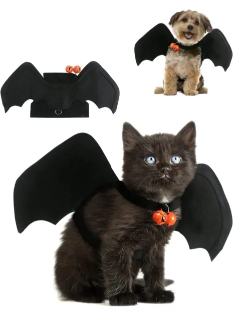 Halloween Pet Bat Wing Puppy Collar Cosplay Costume Dog Cat Vampire Outfit Decor