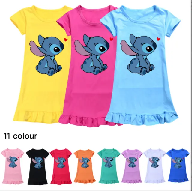 2022 Kids Lilo and Stitch Sleepwear Girls Dress Pyjamas Nightdress Dress 2-10Y