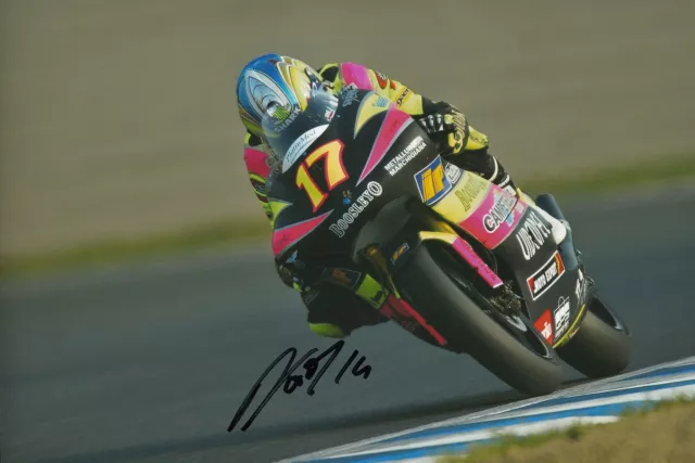 Randy de Puniet Hand Signed Aprilia 250cc 2002 12x8 Photo.