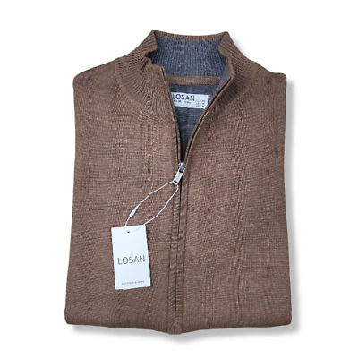 Maglia UOMO giacca con zip caldo cotone "LOSAN" Blu Tabacco M - L