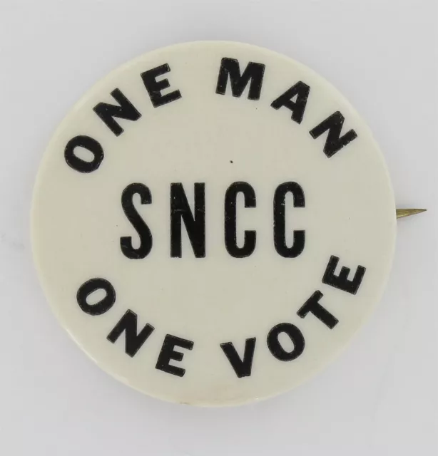 SNCC One Man One Vote 1962 Mississippi Black Voter Registration Button Pin P1463