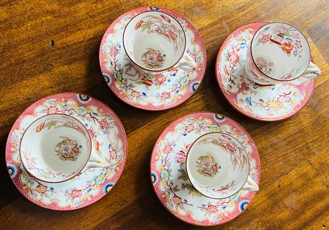 Tasses Café Lewis's Lot De 4 - Porcelaine Motif Champignon Micro-ondes