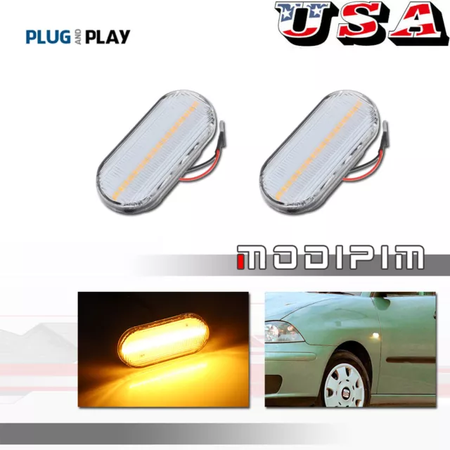 Clear Lens Amber Led Fender Side Marker Light for VW MK4 Golf GTI R32 Beetle 2X