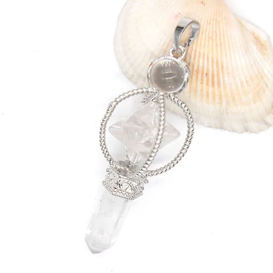 Natural Amethyst Quartz Crystal Chakra Pendulum Merkaba Reiki Healing Pendant