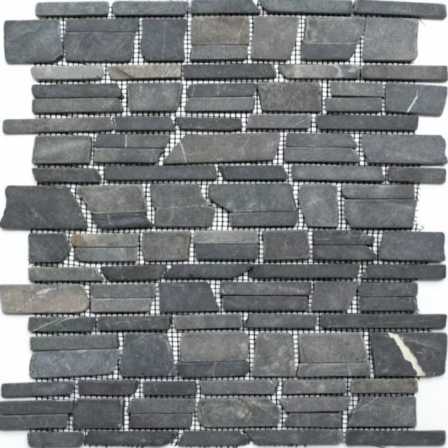 Mosaico Mattone marmo pietra naturale doccia Neromarquina nero 40-0210 |1 foglio