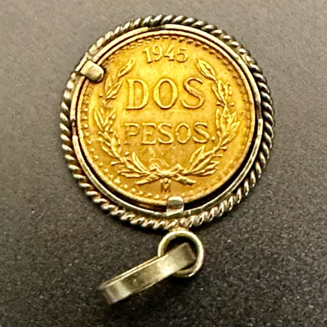 Goldmünze DOS PESOS 1945 Mexiko - Gold Kettenanhänger Schmuck