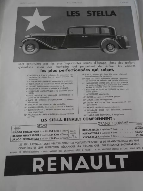 PUBLICITE 1933  Les Stella Renault