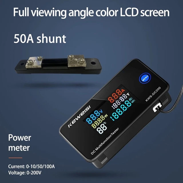 Misuratore Corrente 100A Monitor LCD Per Batteria DC - Voltmetro E Amperometro 0-200V, Perfetto Per Auto, Camper E Impianti Solari Misuratore Tensione 0-200V - Foto 9