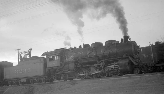 AT&SF SANTA FE Railroad locomotive engine No. 3233 type 2-8-2 OLD TRAIN ...