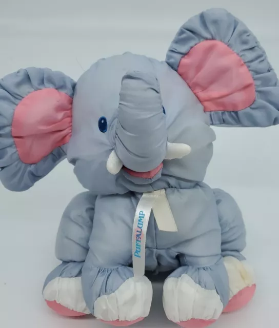 Fisher Price 10" Elephant Puffalump Nylon Plush Stuffed Toy Pink Ears 1993
