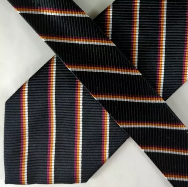 JOS A BANK Mens Tie, Black Orange Red Striped Pattern, 100% Repp Silk ...