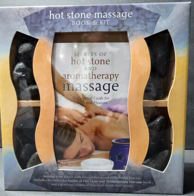 Hot Stone Massage Therapy Book and Basalt River Stones Kit-Home Spa