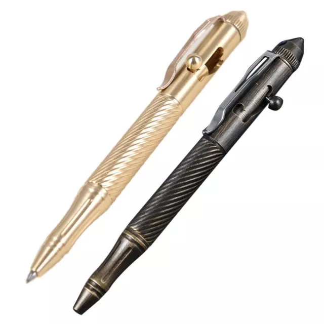 Solid Handmade Brass Gel Ink Pen Retro Twist Pattern Bolt Action Writing Tool