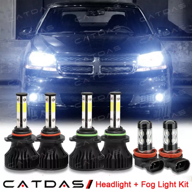 For Dodge Avenger 2013 2014 - 6000K LED Headlight HI/LO + Fog Light Bulbs Combo