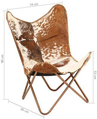 Leather Butterfly Chair,Black & White Hair-on Leather Butterfly Seat Golden