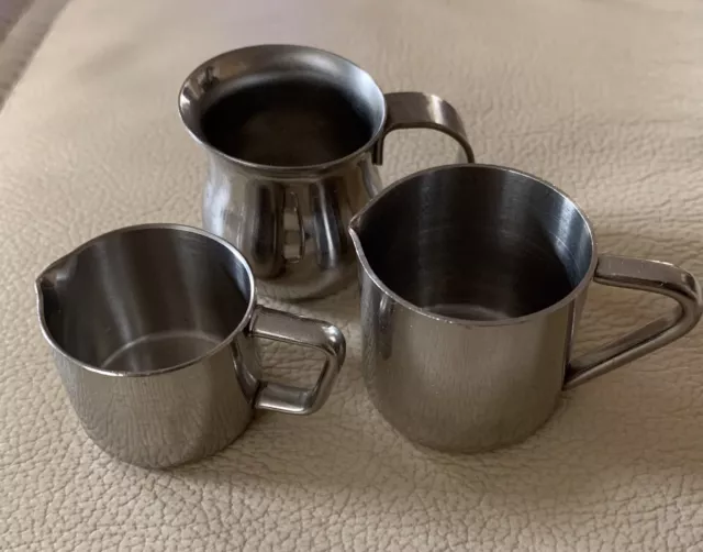 3 Portionskännchen Milchkännchen Chromargan Edelstahl WMF GRÖMO ALFO