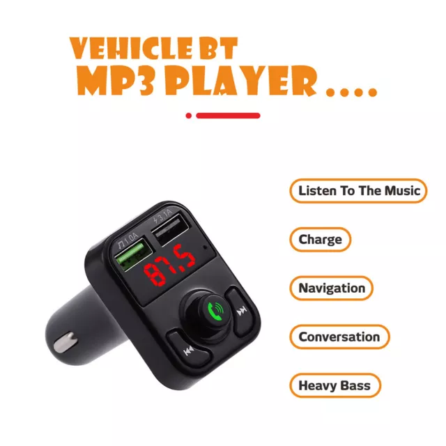 In Car Bluetooth FM Transmitter Radio MP3 Wireless Adapter Player 2USB Charger