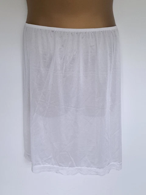 Sottogonna lunga donna bianca mezza slip 23" finitura in pizzo taglia 8