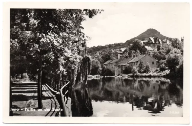 tolle frühe DDR AK - Jena - Partie an der Saale - postal. echt m. BM