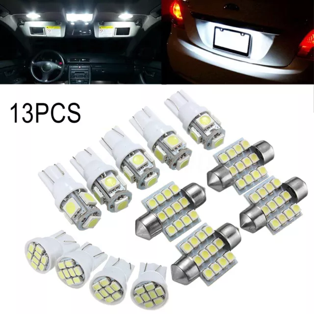 13x Car Interior LED For Map Dome Light License Plate Lamp Bulb Accessory White