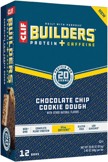 Clif Builder's Barre - Chocolat Puce Cookie Pâte W/ Caféine, Boîte De 12