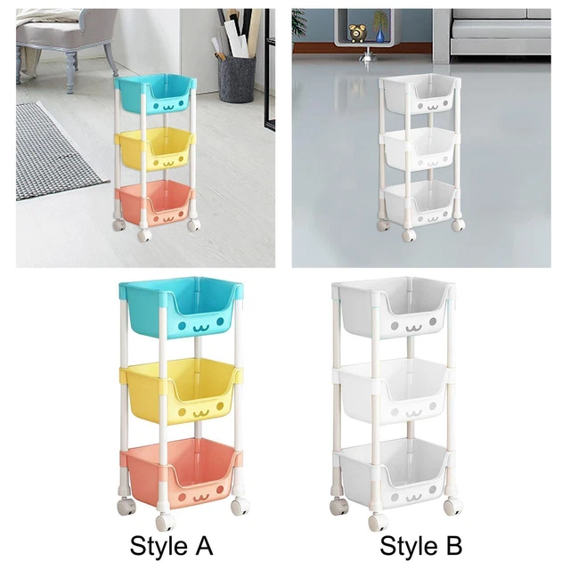 Chariot De Rangement 4 Paniers Avec Roulettes - Multifonction Pour Cuisine, Salle De Bain, Salon (Rouge)