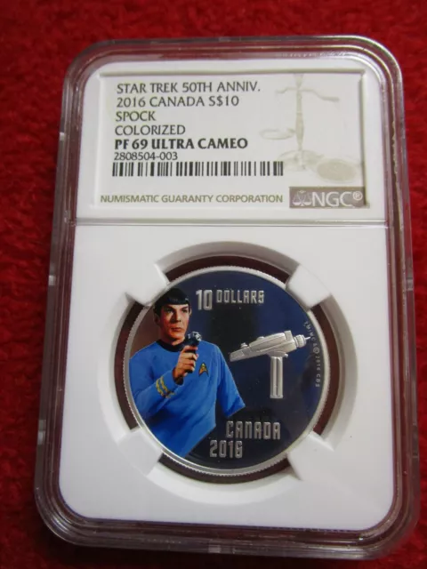 2016 $10 Canada Star Trek 50th Anniversary Spock Colorized NGC PF69 Canadian