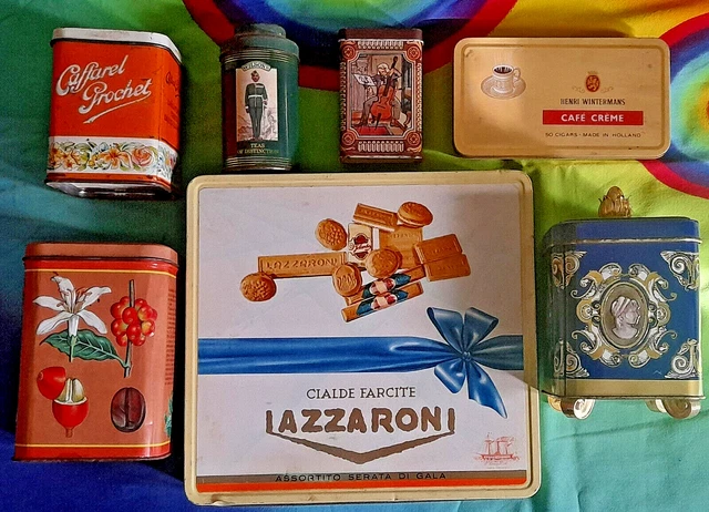Lotto Scatole Di Latta  Vintage Da Collezione 7 pezzi Grandi Marche vedi foto
