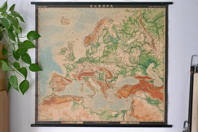 VINTAGE | SCHOOL Wall Map Europe Wall Map Perthes | School Wall Chart £ ...