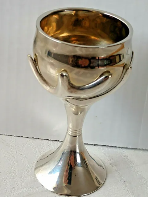TREE OF LIFE KIDDUSH CUP BY SANDRA KRAVITZ silver & gold plated Goblet Rosenthal