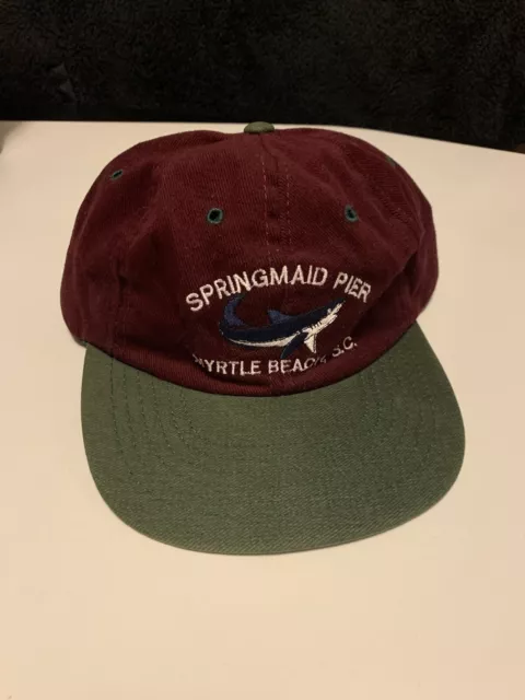 Vintage Springmaid Pier Myrtle Beach SC Shark Fishing SnapBack Hat Cap USA Made