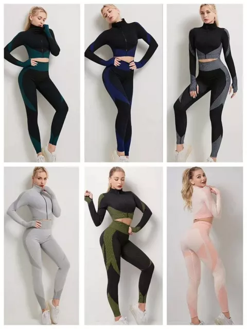 Set fitness top leggings da donna per ginnastica palestra donna yoga allenamento 12