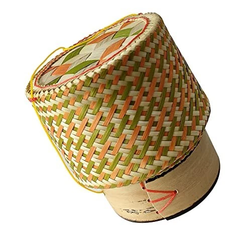 Heavens Tvcz Bamboo Sticky Rice Serving Basket Handmade ''KRA-Tip'' Thai Laos...